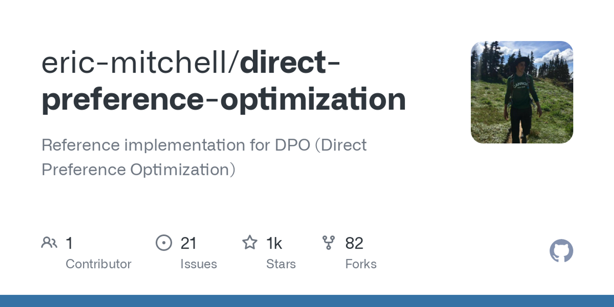 GitHub - eric-mitchell/direct-preference-optimization: Reference implementation for DPO (Direct Preference Optimization)